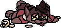 Pixel art animation of my fursona with a dead expression.